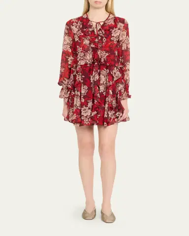Cinq a Sept Long-Sleeve Gilded Paisley Mini Dress | Thumbnail 2 Cinq a Sept Long-Sleeve Gilded Paisley Mini Dress | Thumbnail 2