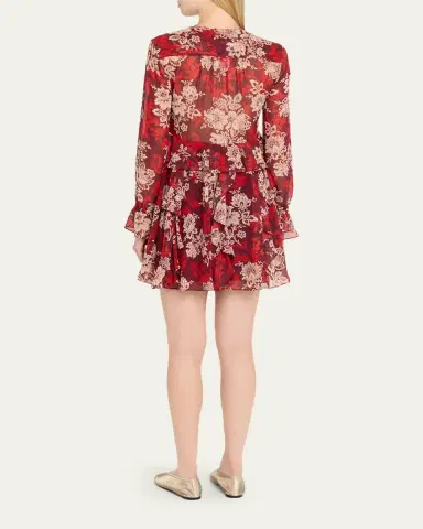Cinq a Sept Long-Sleeve Gilded Paisley Mini Dress | Thumbnail 3 Cinq a Sept Long-Sleeve Gilded Paisley Mini Dress | Thumbnail 3