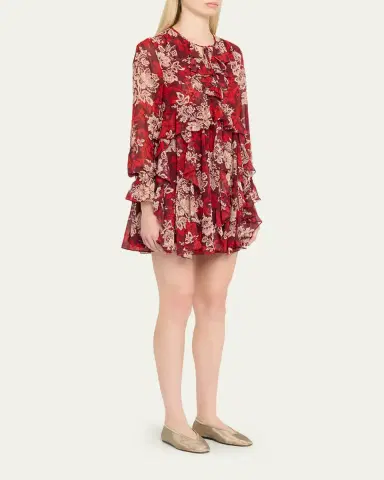 Cinq a Sept Long-Sleeve Gilded Paisley Mini Dress | Thumbnail 4 Cinq a Sept Long-Sleeve Gilded Paisley Mini Dress | Thumbnail 4