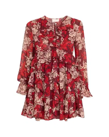 Cinq a Sept Long-Sleeve Gilded Paisley Mini Dress | Thumbnail 1 Cinq a Sept Long-Sleeve Gilded Paisley Mini Dress | Thumbnail 1