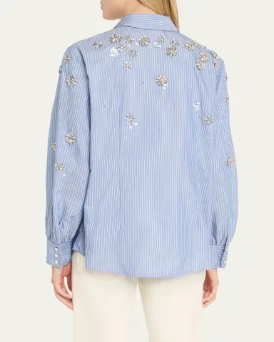 Cinq à Sept Lola Pinstripe Embellished Shirt | Thumbnail 3 Cinq à Sept Lola Pinstripe Embellished Shirt | Thumbnail 3