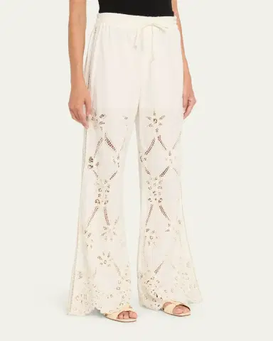 Veronica Beard Daisy Wide-Leg Eyelet Pants | Thumbnail 4 Veronica Beard Daisy Wide-Leg Eyelet Pants | Thumbnail 4