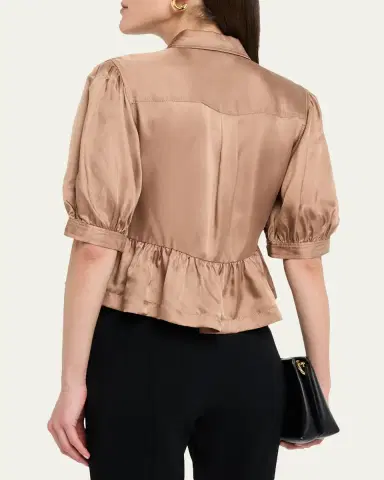 Cinq à Sept Daphne Puff-Sleeve Peplum Jacket | Thumbnail 3 Cinq à Sept Daphne Puff-Sleeve Peplum Jacket | Thumbnail 3