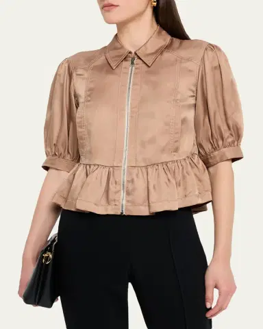 Cinq à Sept Daphne Puff-Sleeve Peplum Jacket | Thumbnail 4 Cinq à Sept Daphne Puff-Sleeve Peplum Jacket | Thumbnail 4