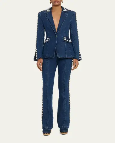 Cinq à Sept Pearl-Embellished Slim Flare Jeans | Thumbnail 2 Cinq à Sept Pearl-Embellished Slim Flare Jeans | Thumbnail 2