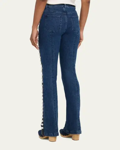 Cinq à Sept Pearl-Embellished Slim Flare Jeans | Thumbnail 3 Cinq à Sept Pearl-Embellished Slim Flare Jeans | Thumbnail 3