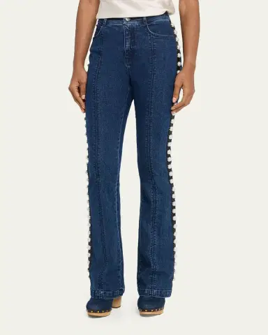 Cinq à Sept Pearl-Embellished Slim Flare Jeans | Thumbnail 4 Cinq à Sept Pearl-Embellished Slim Flare Jeans | Thumbnail 4