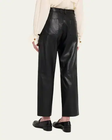 Vince Mid-Rise Straight Leather Pants | Thumbnail 3 Vince Mid-Rise Straight Leather Pants | Thumbnail 3