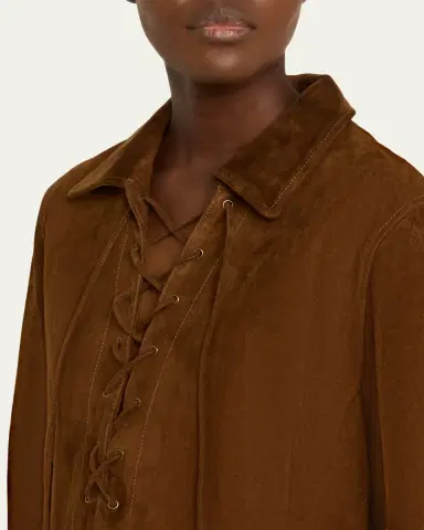 AEXAE Long-Sleeve Lace-Up Suede Top | Thumbnail 5 AEXAE Long-Sleeve Lace-Up Suede Top | Thumbnail 5