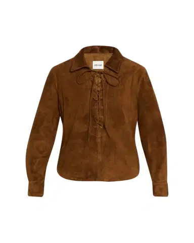 AEXAE Long-Sleeve Lace-Up Suede Top | Thumbnail 1 AEXAE Long-Sleeve Lace-Up Suede Top | Thumbnail 1