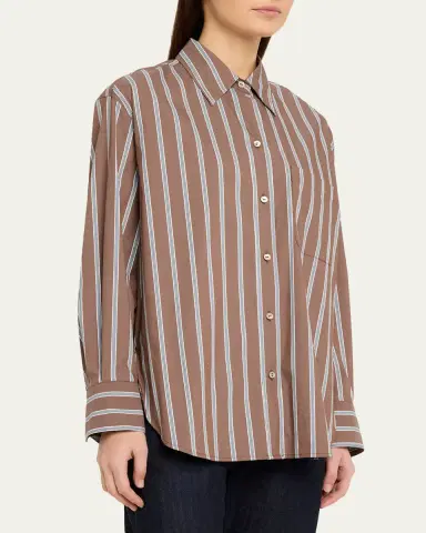 Vince Stripe Button-Front Shirt | Thumbnail 8 Vince Stripe Button-Front Shirt | Thumbnail 8