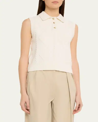 Vince Cable-Knit Polo Vest | Thumbnail 4 Vince Cable-Knit Polo Vest | Thumbnail 4