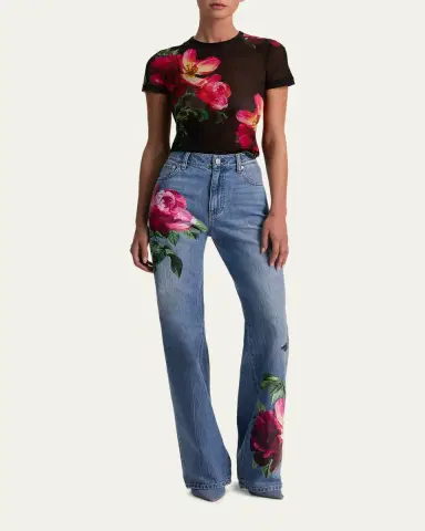 ALICE + OLIVIA Tess Mesh Crewneck Tee | Thumbnail 2 ALICE + OLIVIA Tess Mesh Crewneck Tee | Thumbnail 2