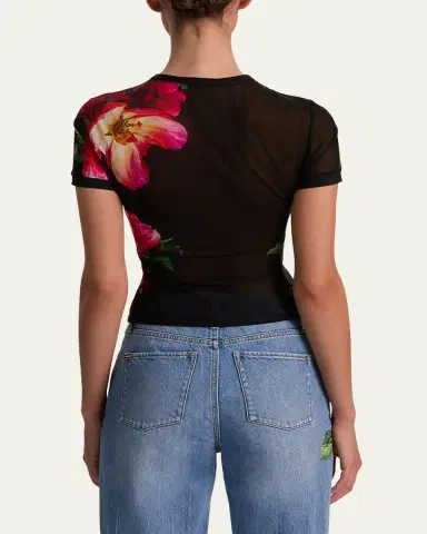 ALICE + OLIVIA Tess Mesh Crewneck Tee | Thumbnail 3 ALICE + OLIVIA Tess Mesh Crewneck Tee | Thumbnail 3