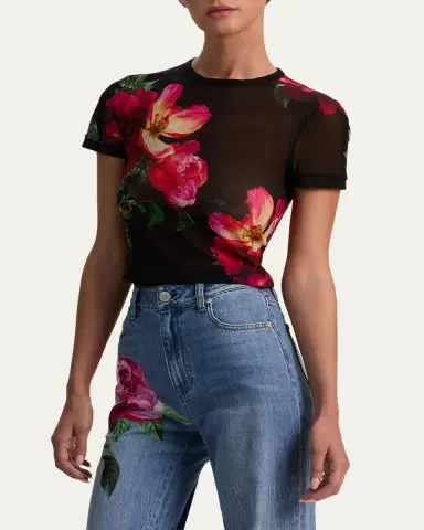 ALICE + OLIVIA Tess Mesh Crewneck Tee | Thumbnail 4 ALICE + OLIVIA Tess Mesh Crewneck Tee | Thumbnail 4