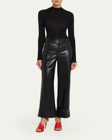 ALICE + OLIVIA Alexander Vegan Leather Cuffed Pants | Thumbnail 2 ALICE + OLIVIA Alexander Vegan Leather Cuffed Pants | Thumbnail 2