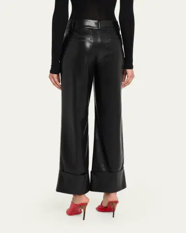 ALICE + OLIVIA Alexander Vegan Leather Cuffed Pants | Thumbnail 3 ALICE + OLIVIA Alexander Vegan Leather Cuffed Pants | Thumbnail 3
