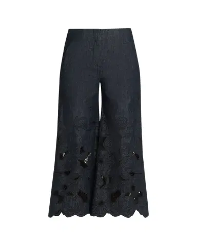 Veronica Beard Osborne Embroidered Chambray Pants | Thumbnail 1 Veronica Beard Osborne Embroidered Chambray Pants | Thumbnail 1