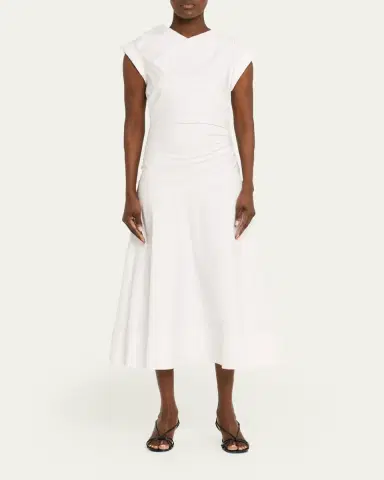 Veronica Beard Lisette Drop-Waist Stretch Cotton Midi Dress | Thumbnail 2 Veronica Beard Lisette Drop-Waist Stretch Cotton Midi Dress | Thumbnail 2