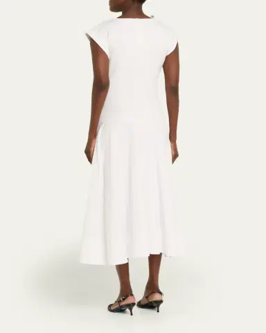 Veronica Beard Lisette Drop-Waist Stretch Cotton Midi Dress | Thumbnail 3 Veronica Beard Lisette Drop-Waist Stretch Cotton Midi Dress | Thumbnail 3