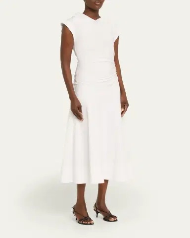 Veronica Beard Lisette Drop-Waist Stretch Cotton Midi Dress | Thumbnail 4 Veronica Beard Lisette Drop-Waist Stretch Cotton Midi Dress | Thumbnail 4