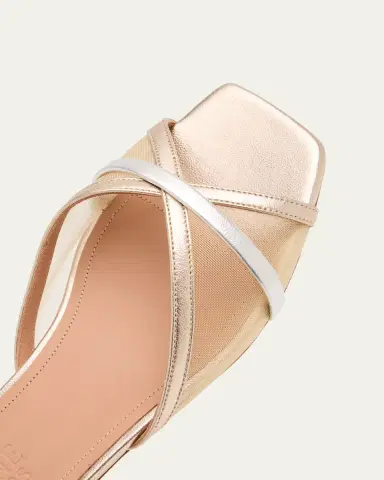 Malone Souliers Perla Multi Metallic Leather and Mesh Flat Slide Sandals | Thumbnail 3 Malone Souliers Perla Multi Metallic Leather and Mesh Flat Slide Sandals | Thumbnail 3