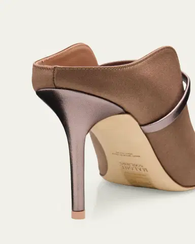 Malone Souliers 85mm Maureen Satin Mules with Double Metallic Nappa Leather Straps | Thumbnail 3 Malone Souliers 85mm Maureen Satin Mules with Double Metallic Nappa Leather Straps | Thumbnail 3