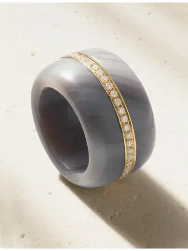 By Pariah Pebble 14-karat Recycled Gold, Agate And Diamond Ring | Thumbnail 1 By Pariah Pebble 14-karat Recycled Gold, Agate And Diamond Ring | Thumbnail 1