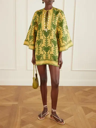 Johanna Ortiz Wild Savannah Shell-embellished Linen Mini Dress | Thumbnail 2 Johanna Ortiz Wild Savannah Shell-embellished Linen Mini Dress | Thumbnail 2