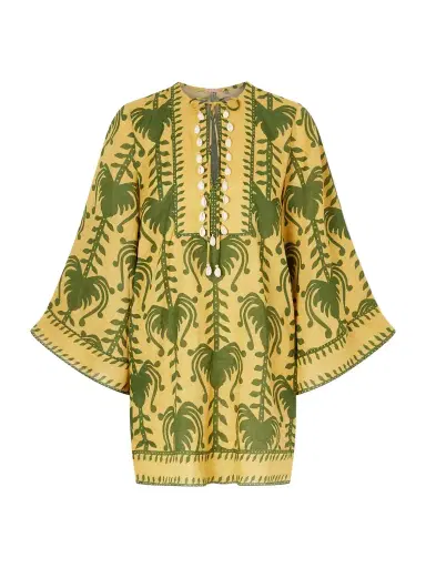 Johanna Ortiz Wild Savannah Shell-embellished Linen Mini Dress | Thumbnail 1 Johanna Ortiz Wild Savannah Shell-embellished Linen Mini Dress | Thumbnail 1