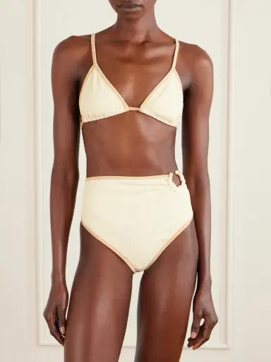 Johanna Ortiz Playa Del Río Shell-embellished Seersucker Triangle Bikini Top | Thumbnail 2 Johanna Ortiz Playa Del Río Shell-embellished Seersucker Triangle Bikini Top | Thumbnail 2