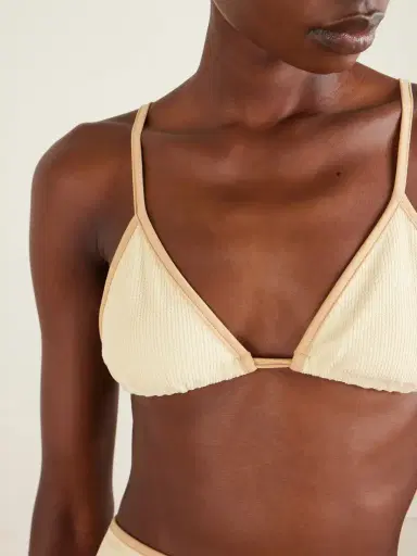 Johanna Ortiz Playa Del Río Shell-embellished Seersucker Triangle Bikini Top | Thumbnail 4 Johanna Ortiz Playa Del Río Shell-embellished Seersucker Triangle Bikini Top | Thumbnail 4
