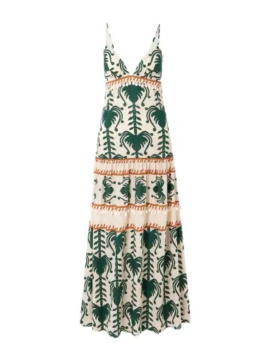 Johanna Ortiz Keeper Shell-embellished Printed Cotton-poplin Maxi Dress | Thumbnail 1 Johanna Ortiz Keeper Shell-embellished Printed Cotton-poplin Maxi Dress | Thumbnail 1