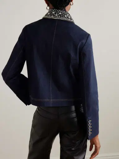 Veronica Beard Barrington Crystal-embellished Denim Jacket | Thumbnail 4 Veronica Beard Barrington Crystal-embellished Denim Jacket | Thumbnail 4