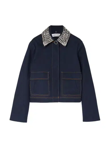 Veronica Beard Barrington Crystal-embellished Denim Jacket | Thumbnail 1 Veronica Beard Barrington Crystal-embellished Denim Jacket | Thumbnail 1