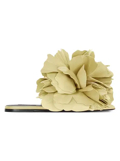 Givenchy Women's Boudoir Flat Mule Sandals in Leather with Petals - Pale Yellow - Size 9 | Thumbnail 1 Givenchy Women's Boudoir Flat Mule Sandals in Leather with Petals - Pale Yellow - Size 9 | Thumbnail 1