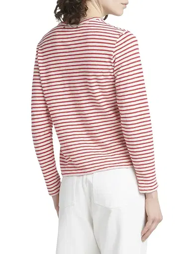 Golden Goose Women's Golden Striped Embroidered Long-Sleeve T-Shirt - White Red | Thumbnail 5 Golden Goose Women's Golden Striped Embroidered Long-Sleeve T-Shirt - White Red | Thumbnail 5