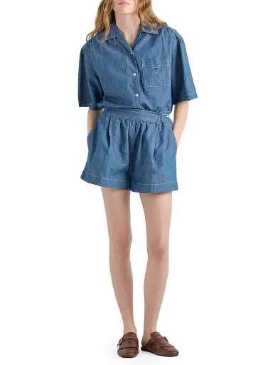 Prada Women's Chambray Jumpsuit - Blue | Thumbnail 6 Prada Women's Chambray Jumpsuit - Blue | Thumbnail 6