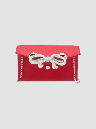 Judith Leiber Couture Women's Bow Crystal & Satin Envelope Clutch - Silver Crimson | Thumbnail 2 Judith Leiber Couture Women's Bow Crystal & Satin Envelope Clutch - Silver Crimson | Thumbnail 2