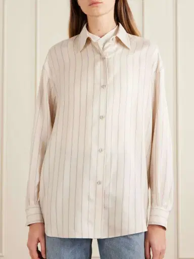 Versace Pinstriped Silk-twill Shirt | Thumbnail 3 Versace Pinstriped Silk-twill Shirt | Thumbnail 3