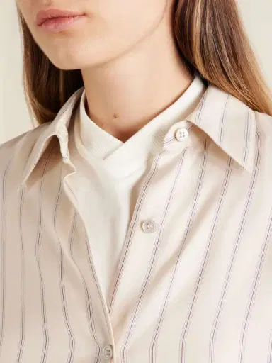 Versace Pinstriped Silk-twill Shirt | Thumbnail 5 Versace Pinstriped Silk-twill Shirt | Thumbnail 5