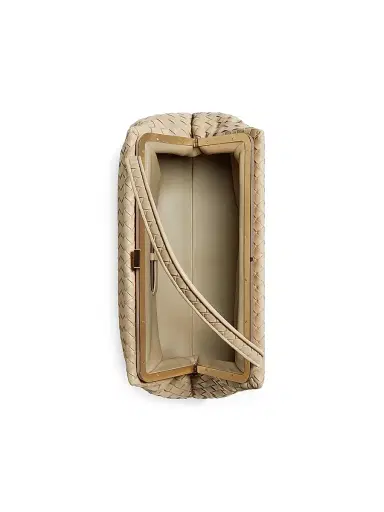 Bottega Veneta Women's 1998 Intrecciato Leather Top Handle Frame Bag - Ecru Brass | Thumbnail 2 Bottega Veneta Women's 1998 Intrecciato Leather Top Handle Frame Bag - Ecru Brass | Thumbnail 2