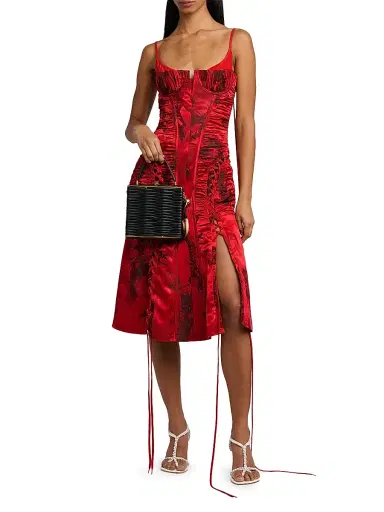 McQueen Women's London Flowers Lace-Up Midi-Dress - Dark Pink | Thumbnail 2 McQueen Women's London Flowers Lace-Up Midi-Dress - Dark Pink | Thumbnail 2