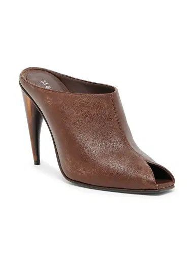 McQueen Women's 105MM Textured Leather Sculptural Heel Mules - Vintage Brown | Thumbnail 2 McQueen Women's 105MM Textured Leather Sculptural Heel Mules - Vintage Brown | Thumbnail 2