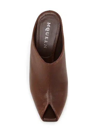 McQueen Women's 105MM Textured Leather Sculptural Heel Mules - Vintage Brown | Thumbnail 4 McQueen Women's 105MM Textured Leather Sculptural Heel Mules - Vintage Brown | Thumbnail 4