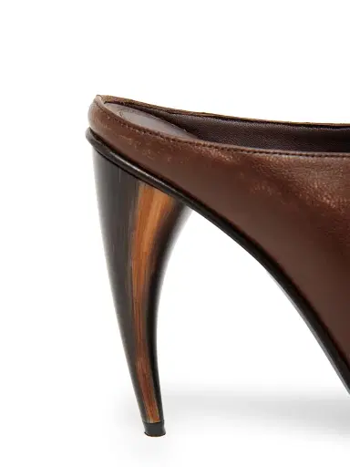 McQueen Women's 105MM Textured Leather Sculptural Heel Mules - Vintage Brown | Thumbnail 5 McQueen Women's 105MM Textured Leather Sculptural Heel Mules - Vintage Brown | Thumbnail 5