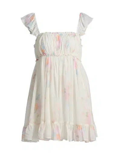 LoveShackFancy Women's Zanira Smocked A-Line Minidress - Candied Sugar | Thumbnail 1 LoveShackFancy Women's Zanira Smocked A-Line Minidress - Candied Sugar | Thumbnail 1