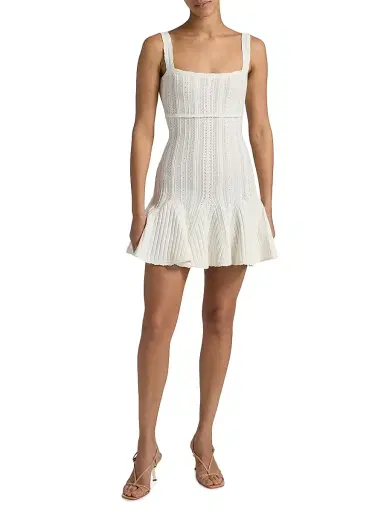LoveShackFancy Women's Tabatha Pointelle Minidress - White Tea - Size Large | Thumbnail 2 LoveShackFancy Women's Tabatha Pointelle Minidress - White Tea - Size Large | Thumbnail 2