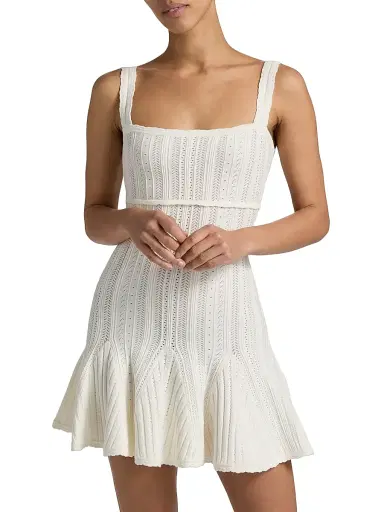 LoveShackFancy Women's Tabatha Pointelle Minidress - White Tea - Size Large | Thumbnail 3 LoveShackFancy Women's Tabatha Pointelle Minidress - White Tea - Size Large | Thumbnail 3