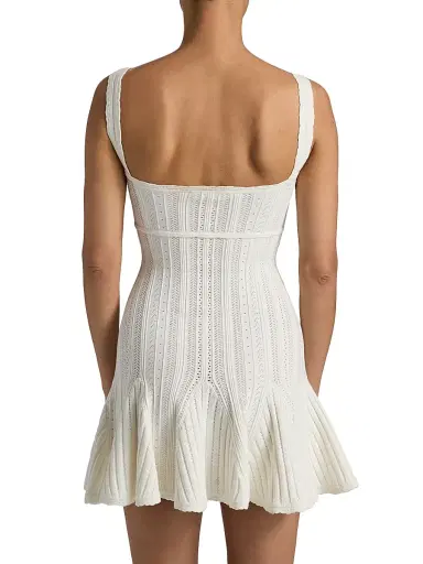 LoveShackFancy Women's Tabatha Pointelle Minidress - White Tea - Size Large | Thumbnail 5 LoveShackFancy Women's Tabatha Pointelle Minidress - White Tea - Size Large | Thumbnail 5